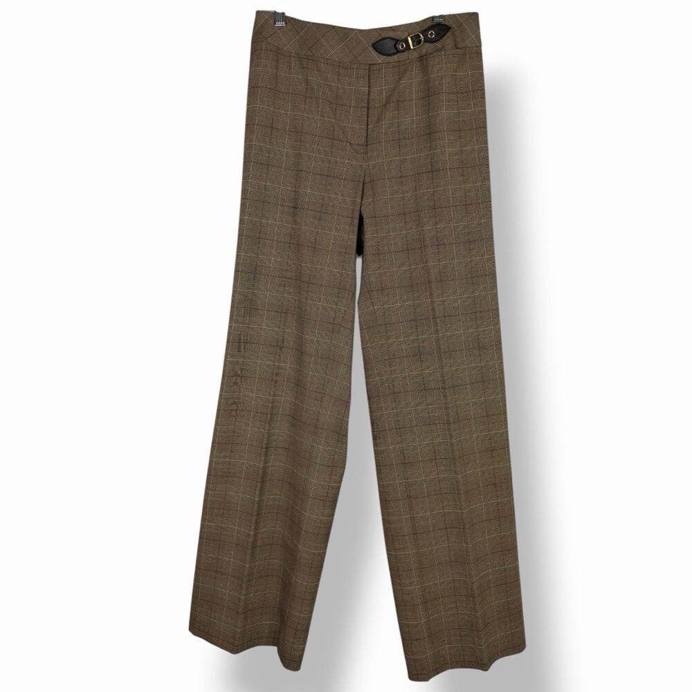 St. John Sport Vtg Brown Glen Plaid Wide Leg Trousers Sz 12 Fits 30x32 Or 6